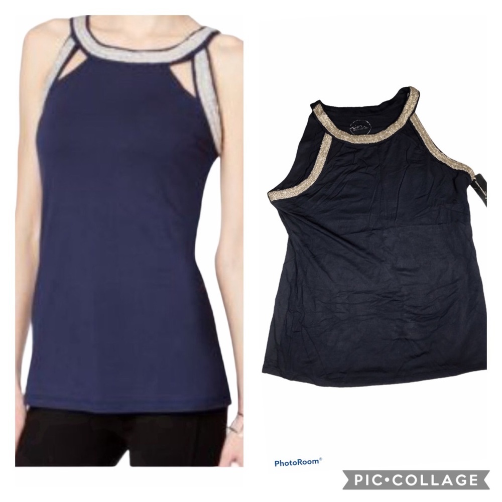 INC petite dark navy blue sleeveless top P/XL